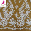 HY1695 White Floral Embroidery Lace With Beads Sequins Cheap Bridal Lace Fabric Wholesale