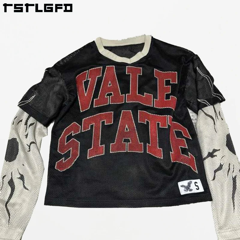 Custom University Mesh Double Layered Long Sleeve T Shirt Long Sleeve Shirt Digital Print Sportswear Jersey Shirt for Men