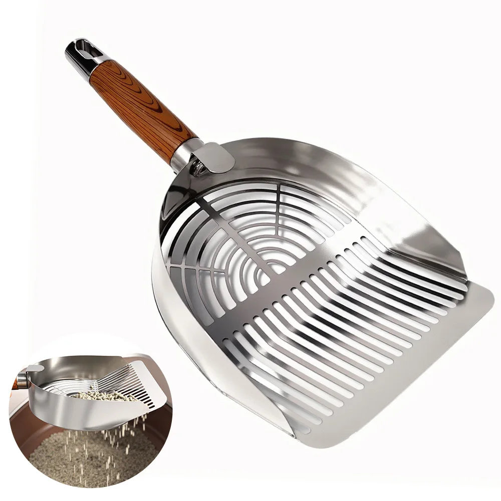 201 Stainless Steel and Plastic Bentonite Cat Litter Scoop Eco-Friendly Fine Hole Shovel for Excrement Cleaning