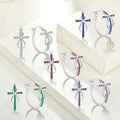 2025 Wholesale 925 Sterling Silver Rhodium Zircon Korean Hoops Earrings Cute Infinite Cross Wedding Jewelry Gift Women Trendy