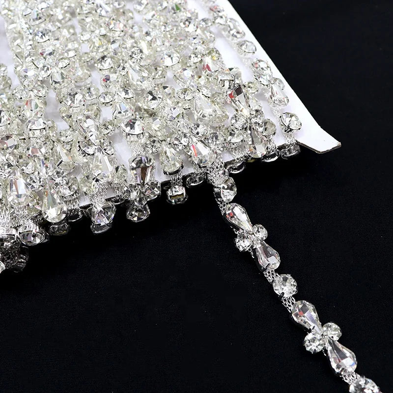 D034 Bling Bling Rhinestone Sew-On Flatback Shoe Chain Ladies Shoe Accessories 13mm for Crystals