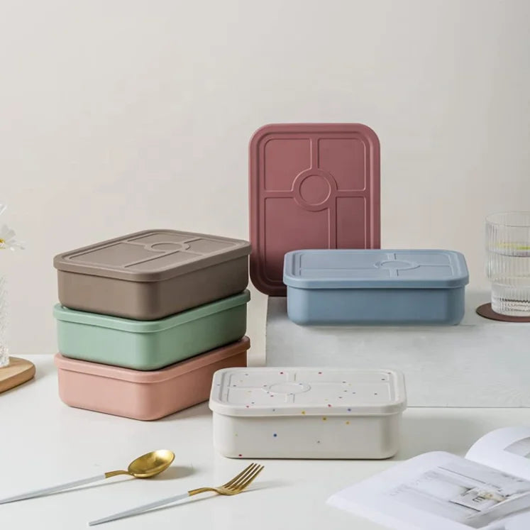 BPA Free Silicone Food Storage Silicone Bento Box Leak Proof Five Compartment Bento Box Silicone Lunch Box