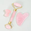 HZ Rose Quartz Jade Large Frame Face Roller Brush for Skin Care Healing Stones