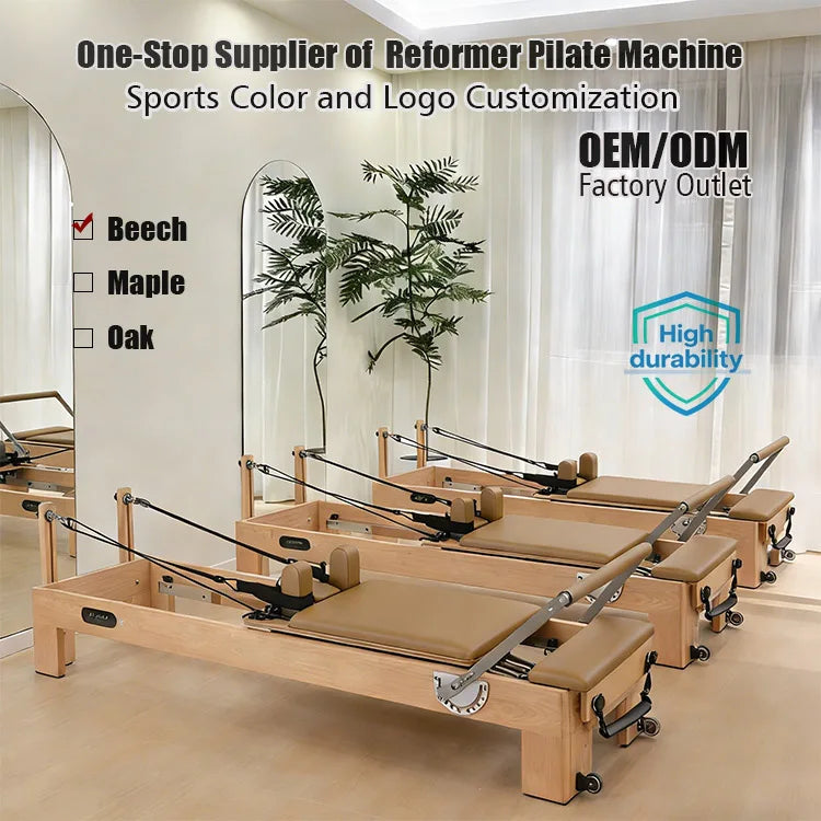 Factory Direct Hot Sale Beech Wood Pilates Reformers Machine Five-Piece Sliding Bed Core for Home Gym Fitness Yoga Body Exercise