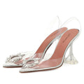 Slingback Pumps Heeled Transparent Shoes PVC Clear High Heels for Women