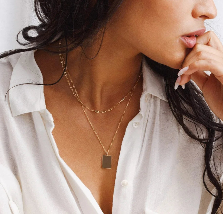 EManco 2pcs Separated Stainless Steel Layered Necklace for Women Gold Pendant & Choker & Chain Necklace Set Fashion Jewelry Hot
