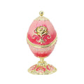 SHINNYGIFTS Hand Made Pewter Metal Craft  Royal Romantic Valentine's Day Gift Metal Enamel Rose Design Faberge Egg Trinket Box