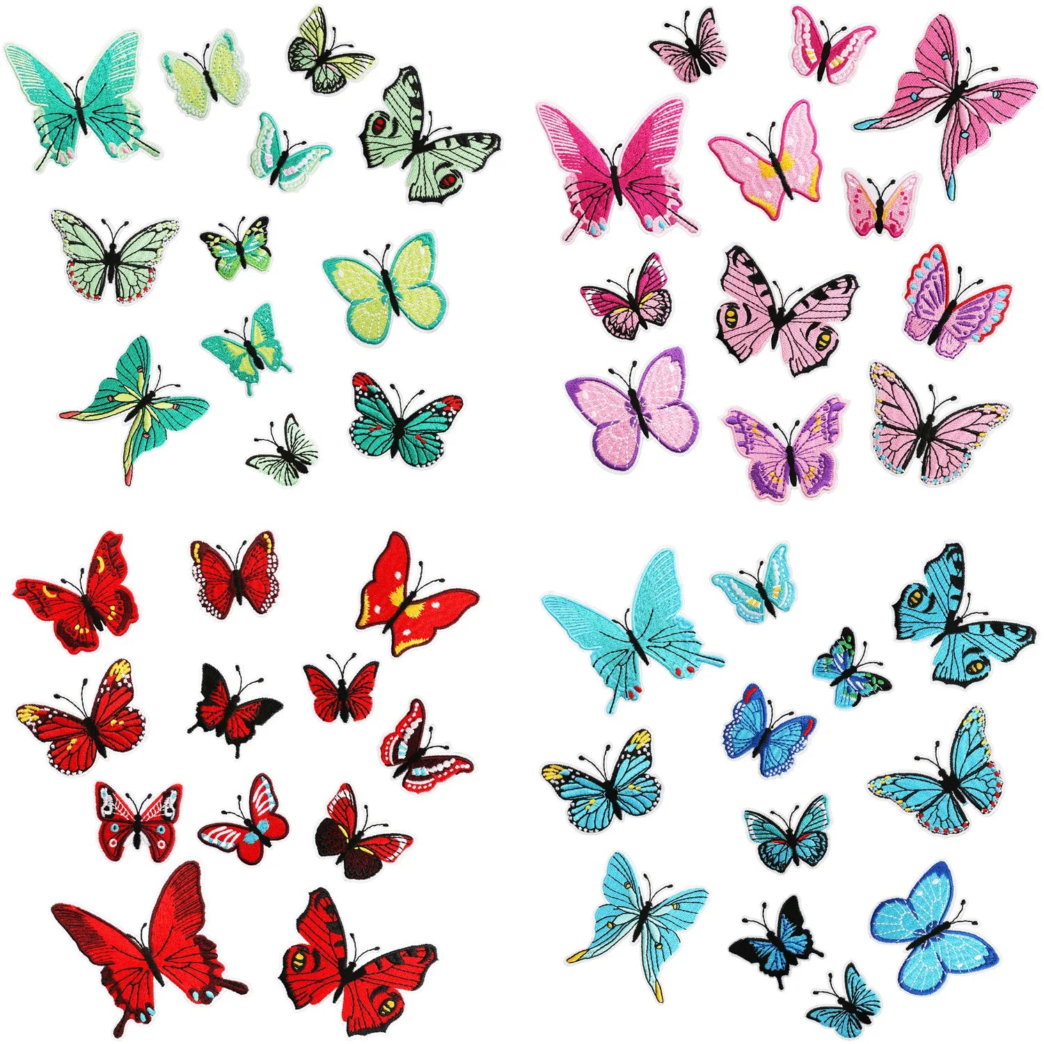 New Eco-Friendly Iron-On Multi Color Design Embroidery Butterfly Patches for Clothes & Hats (Nonwoven Felt)