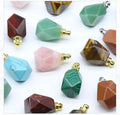 Natural Rose Quartz Perfume Bottle Pendant Stainless Steel Chain Essential Oil Gemstone Crystal Perfume Bottle Necklace