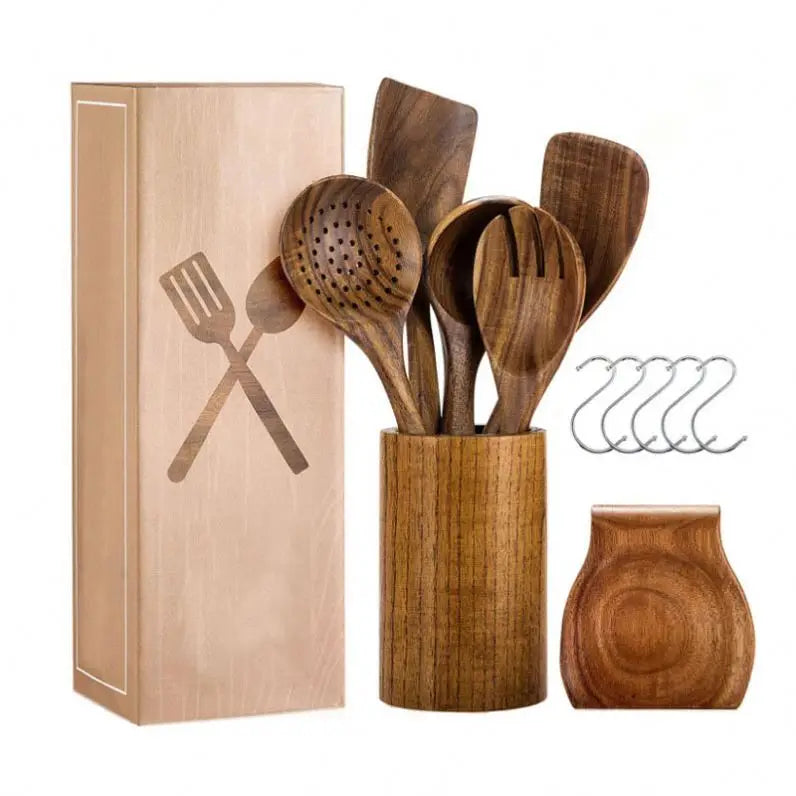2023 Hot Selling Manufacturer Kitchen Utensil Cooking Tool Set Includes Spatula Wood Handle Competitive Price for Restaurants