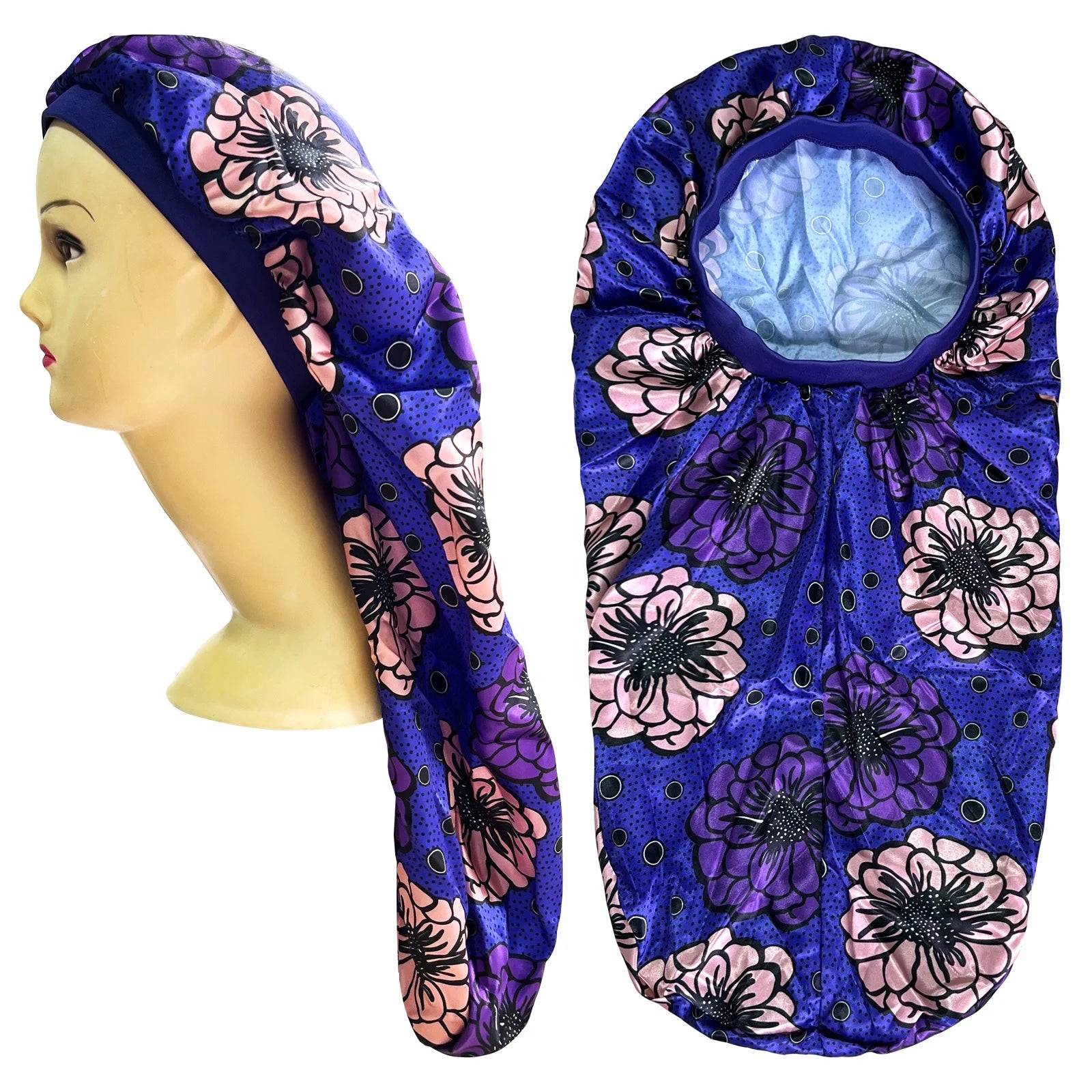 Low Price Custom Logo Adjustable Fashion Double Layer Satin Large Women Shower Sleeping Bonnets Hats