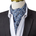 100% Microfiber Polyester Ascot Tie for Men Blue and White Flower Fashion Patterns Adult Cravats