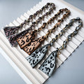 Meetee B-C214 Fashion Lady Style All-match Leopard Print Silk Scarf Handbag Strap Bag Short Chain