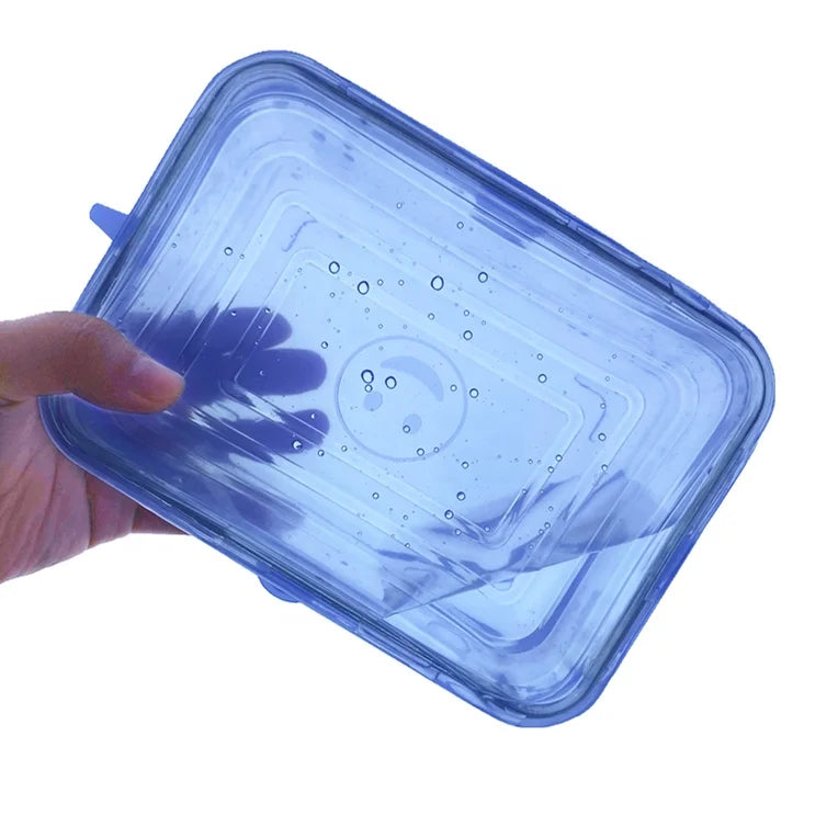 Rectangular 6 Pack Reusable Universal Durable & Flexible Silicone Stretch Lids Silicone Suction Lid Food Covers Keep Food Fresh