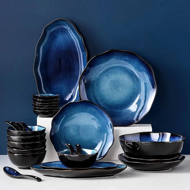 Hot Selling Kiln Reaction Glaze Ceramic Dinnerware Set High Quality Dinnerware Ceramic Dinner Set Porcelain