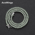 BC121  3mm Apple-Green CZ Iced Out  Cubic Zirconia Brass Setting Tennis Chain Necklace