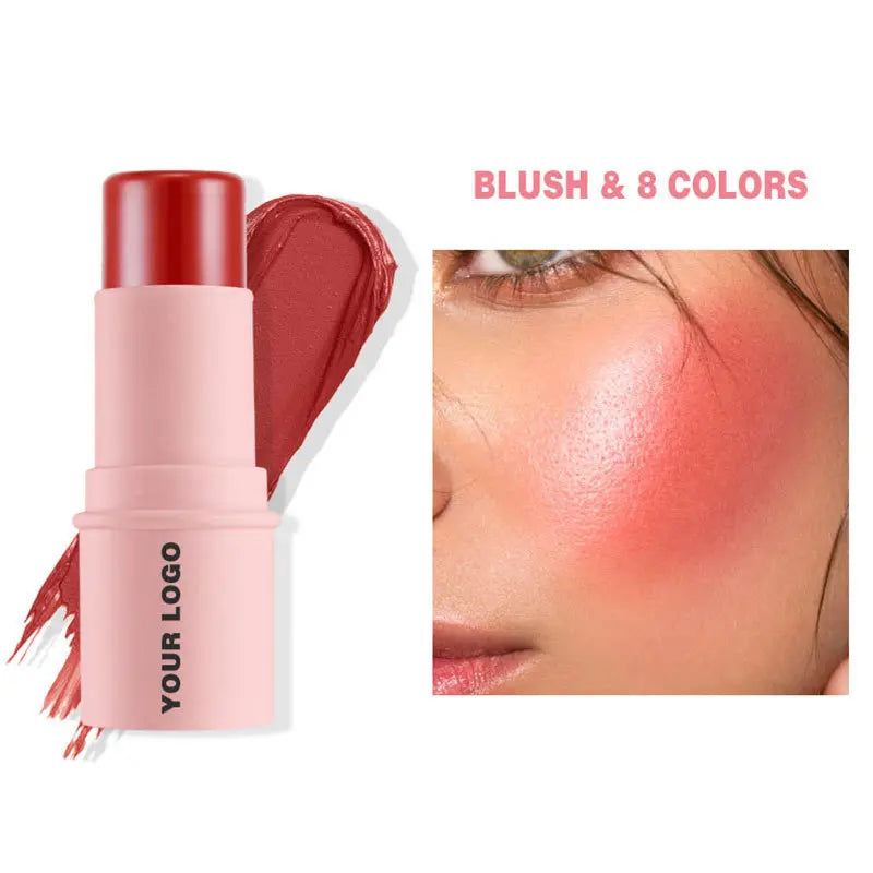 Multi-Use Vegan Makeup Solid Moisturizer Blush Stick Cream Blush Tint for Cheeks Waterproof Matte Shimmer Pink Blush Stick