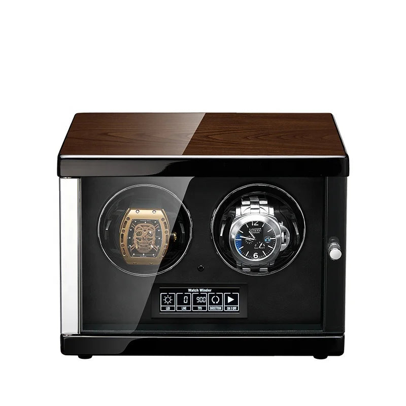MINEESI Luxury Automatic Wooden Watch Winder 2-4-6-9 Slots LED Display Grade Professional Top Chord Silent Anti-Magnetic