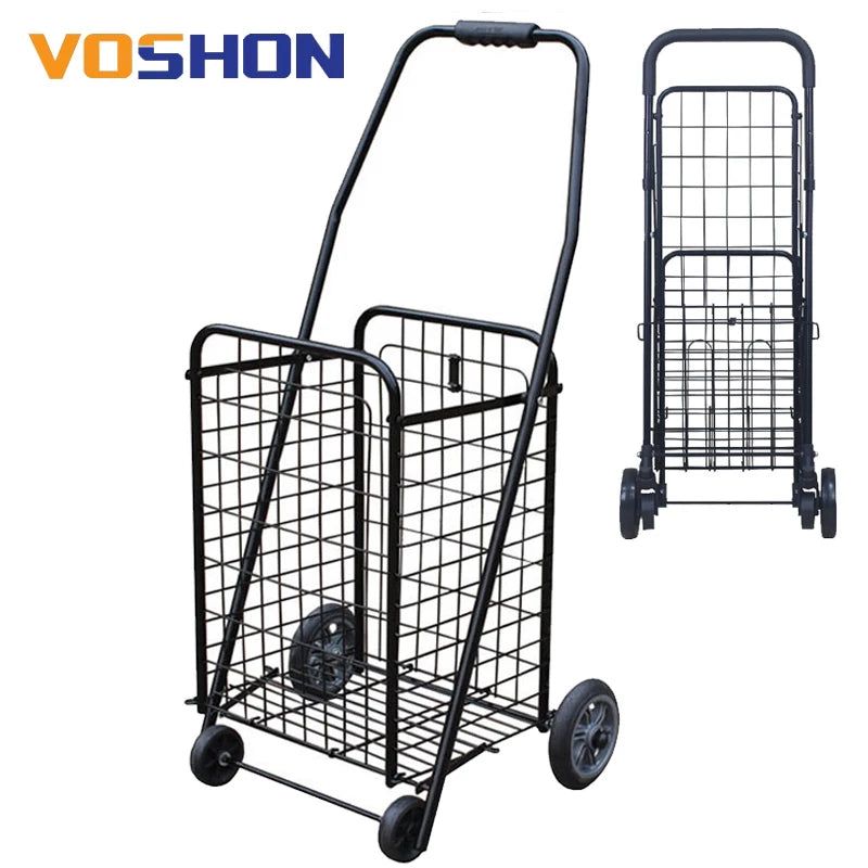 Fashion Cheap Luggage Portable Folding Shopping Trolleys Seat Foldable Supermarket Hand Cart