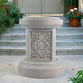Hot Sale European Style Floral Resin Pedestal with Carved Flower Patternsfor Garden Yard DecorClassic Outdoor Column Sculpture