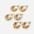 Fine 18k Gold Plated Stainless Steel Pearls Jewelry Colorful Cubic Zirconia Cc Shaped Earrings for Women HIGH Quality Jewelry