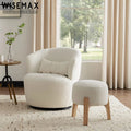 WISEMAX FURNITURE Modern Living Room Furniture Round Small Stool Chair Cube Fabric Wooden Legs Ottomans for Home
