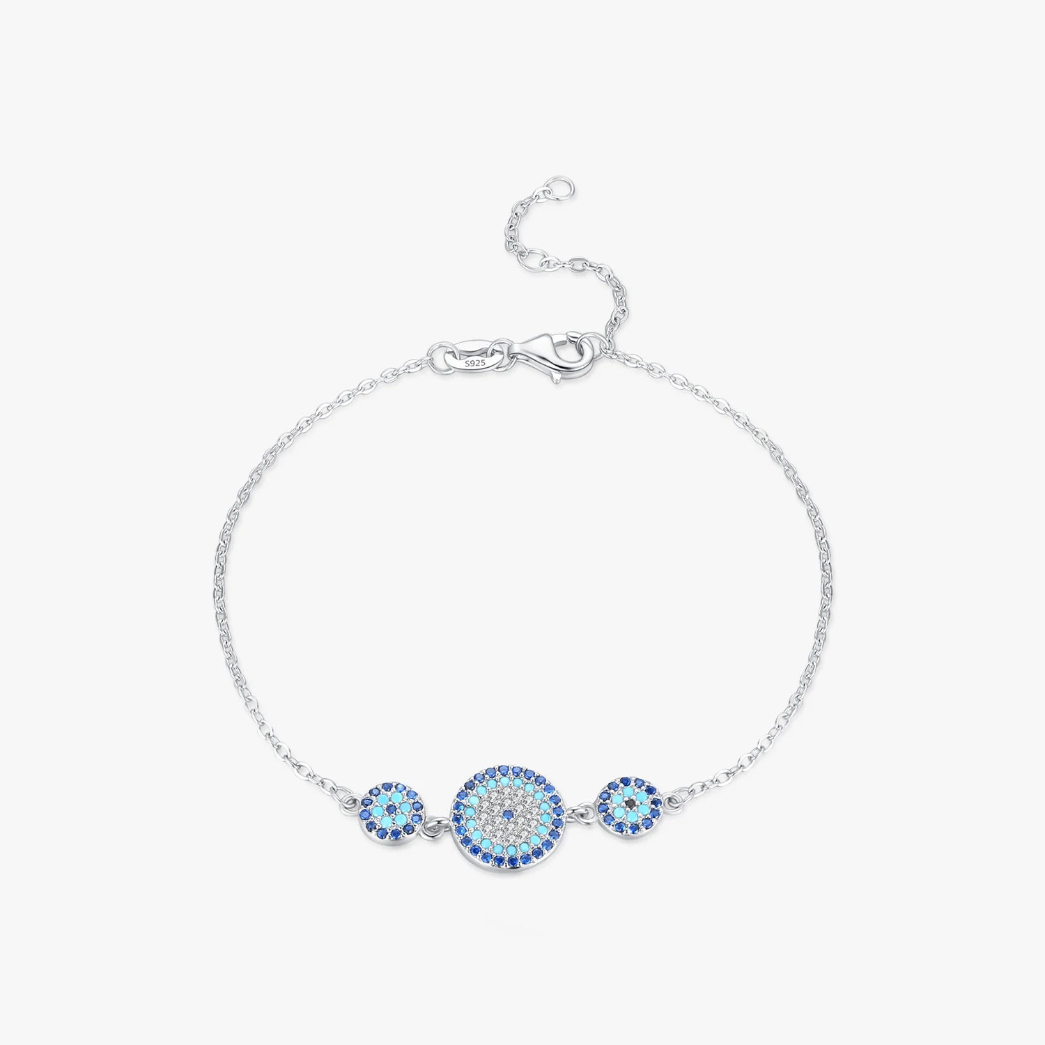 925 Sterling Silver Luxury Style Fine Jewelry Accessories Vintage Turquoise CZ Adjustable Link Chain Charm Bracelet for Women