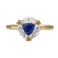 Wedding Rings 18K Gold Marquise Cubic Zircon 925 Sterling Silver for Women Plated Blue Trillion and White Vintage Geometric