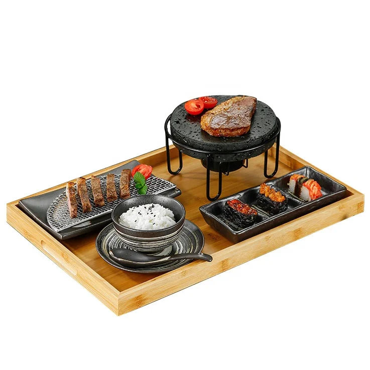 Sizzling Hot Stone Set Hot Rock Cooking Stone Indoor Grill Set for BBQ Steak Grilling