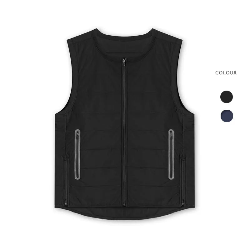 Men's Sleeveless Softshell Vest Full-Zip Windbreaker Autumn Vintage Warm Outdoor Golf Travel Hiking Sports Jacket Casual