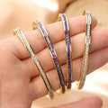 New Ins Style Inlay Zircon Cuff Bangle Waterproof Stainless Steel 18k Gold Plated No Fading Bracelet