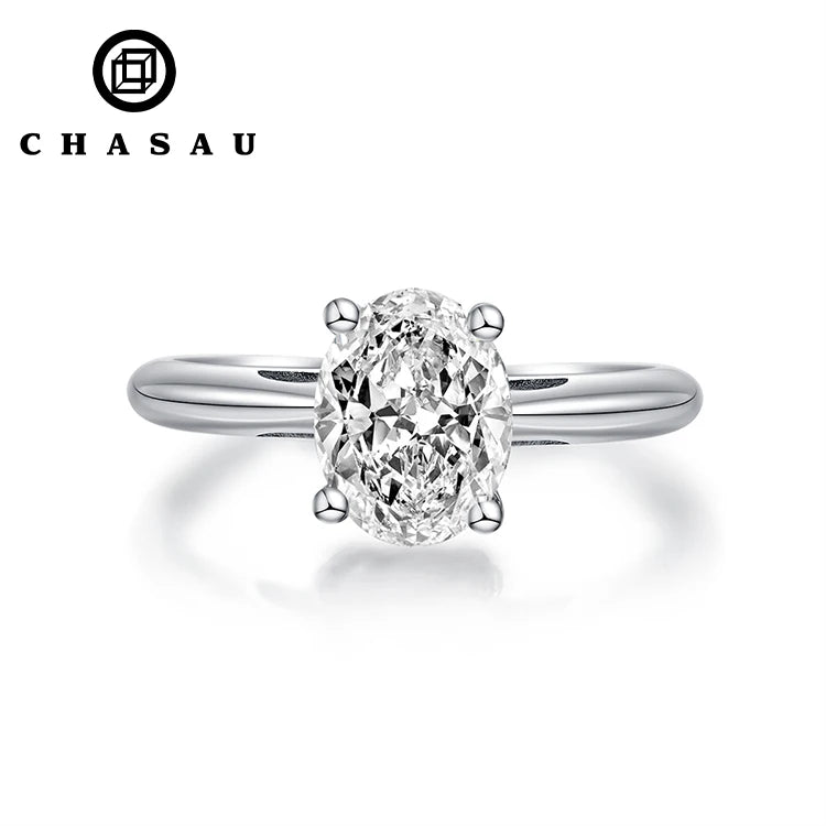 Classical Design Zircon Cubic Zirconia Ring Fashion S925 Oval Cut Solitaire 2CT White Zircon Promise Rings for Lover Wife