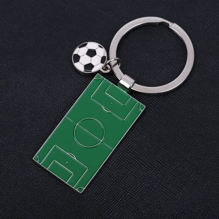 Souvenir Gift Enamel Metal Soccer Field Ball Pendant Keychain for Key