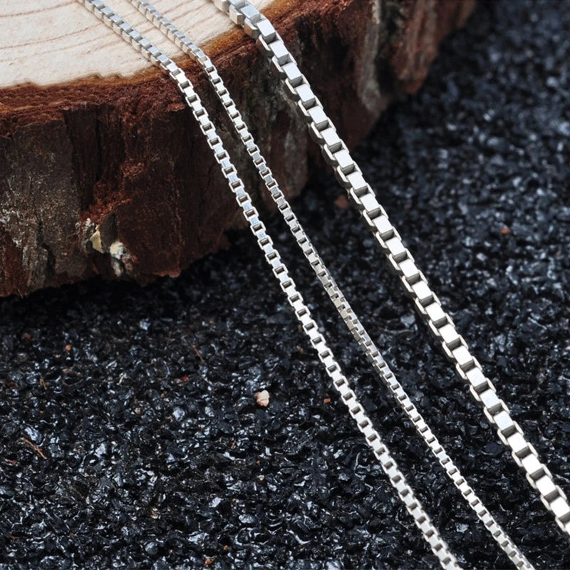 Real 925 Sterling Silver Box Chain for Jewelry Accessories Making Bracelet Necklace