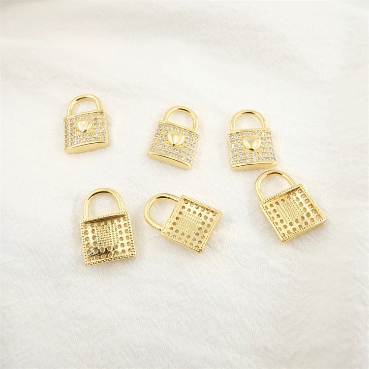 Diamond Necklace Pendant 18K Gold Plated Brass Necklace Accessories Jewelry Findings Couples Zircon Pendant