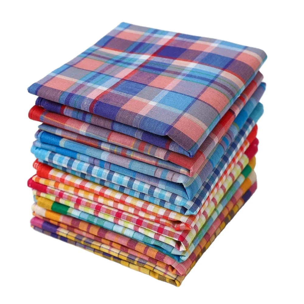 Bulk Wholesale Women Plaid Cotton Handkerchiefs 43x43cm Good Absorption Soft Cotton Checker Yarn Dyed Handkerchiefs for Gifts