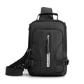 Multipurpose Men Nylon Water Resistant Shoulder Chest Crossbody Sling Shoulder Strap Bag Backpack with Usb Charging Port