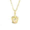 Rainbowking Dainty S925 Sterling Silver 18k Gold Plated Crystal Rhinestone Queen Crown Pendant Tiara Necklace for Female