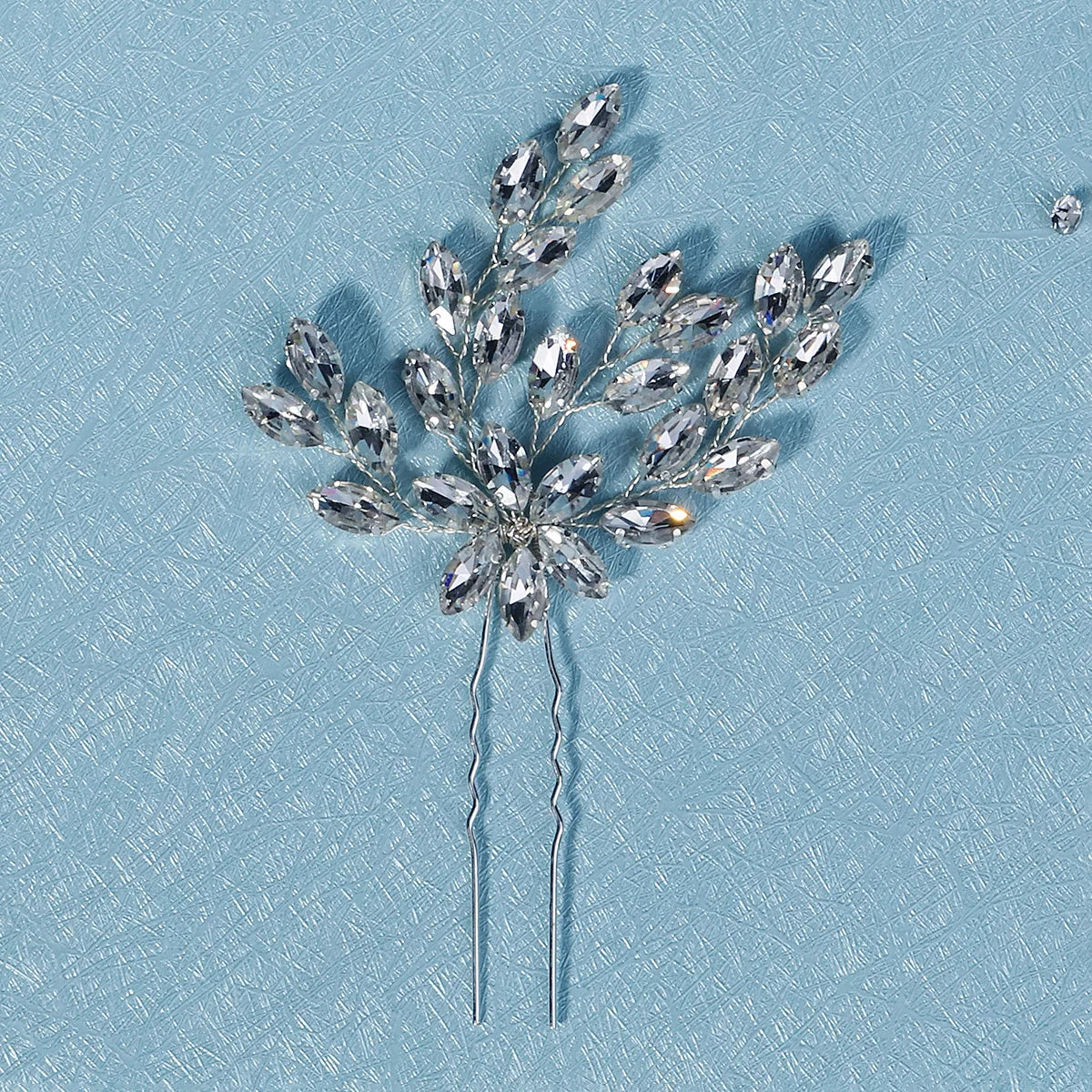 Bride Wedding Dress Hair Accessories Exquisite Handmade Rhinestone Leaf Flower U-shaped Hairpin