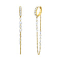 LOZRUNVE French Style Fashion Hoop Delicate Diamond Long Chain Drop Earring Silver 925