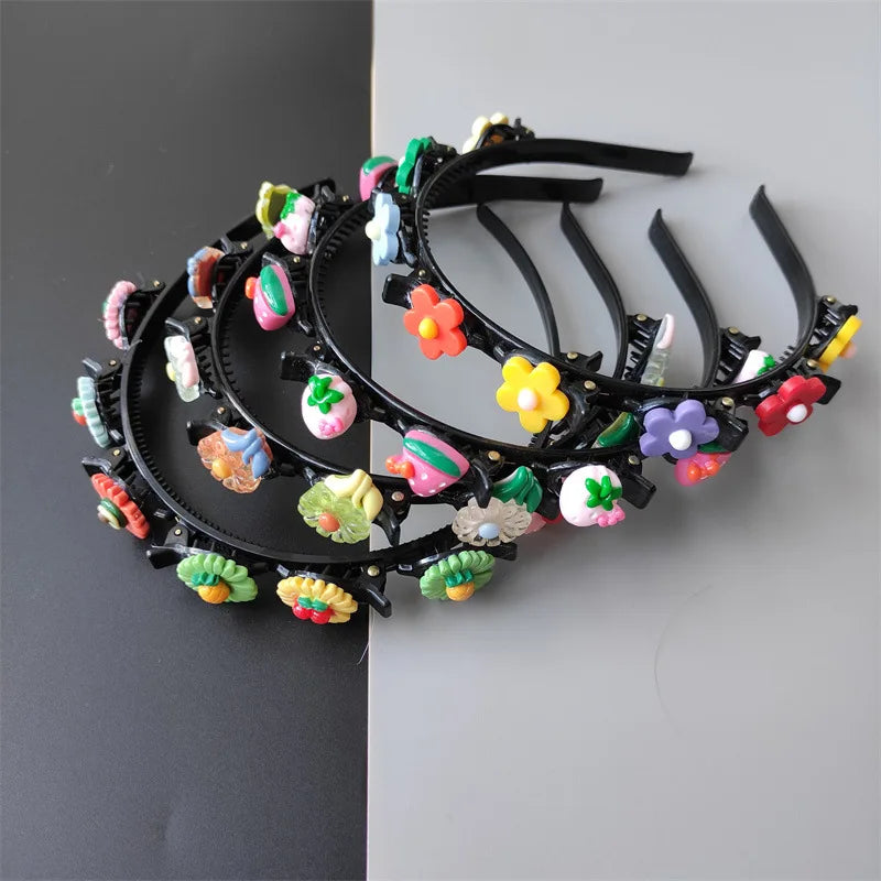 Fashion Wholesale Children's Headband Plastic Headband With Toothed Flower Fruit Hair Headband Clip Hair Accessories