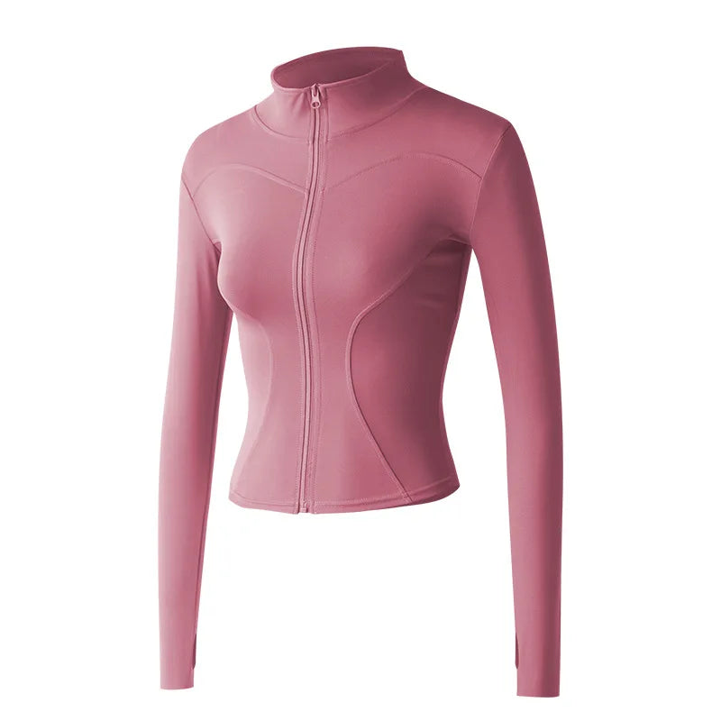 Women's Long Sleeve Zipper Sports Fitness Jacket Quick Dry Autumn Winter Workout Tops for Running Yoga Ladies' Outer Wear