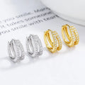 Fine Jewelry Earrings 925 Silver Earrings Sterling Silver Two Double Layers Lines Zircon Gold Plated Hoop Earrings for Women