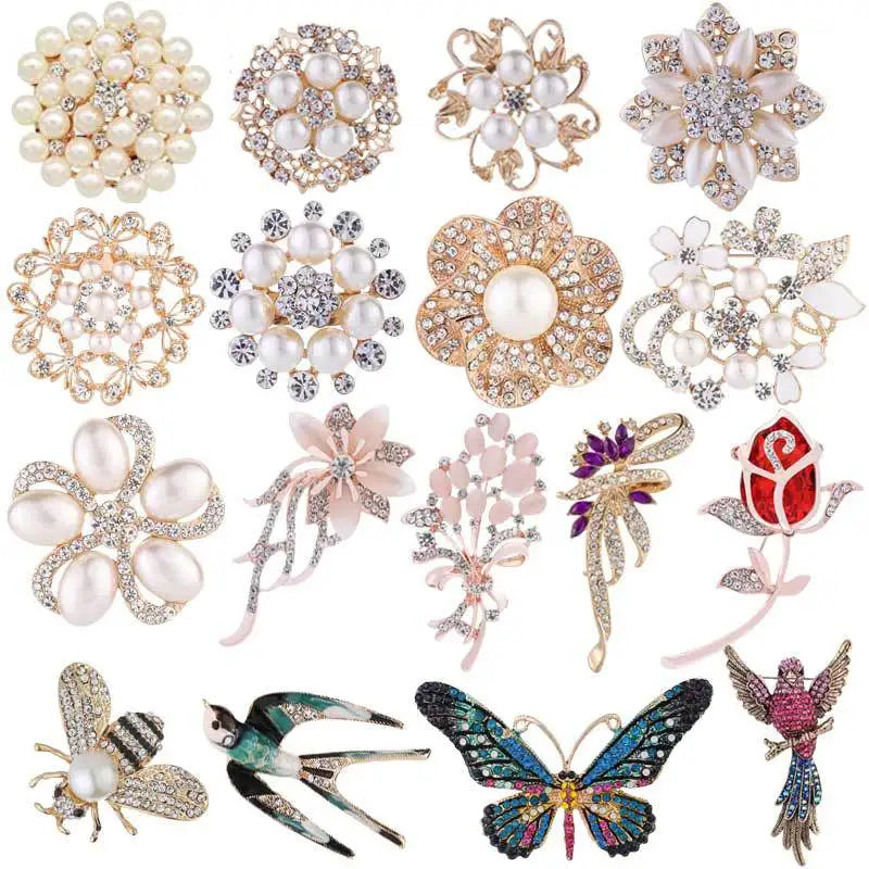 Fashion Flower Pearl Brooch High-grade Alloy Diamond Brooch Wedding Bouquet Accessories Fine Jewelry Brooches