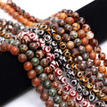 Wholesale Round Gemstone Natural Agate Beads Tibetan Agate Dzi Stone Loose Beads for Bracelet Making Moo Brand BJ135-12 Model