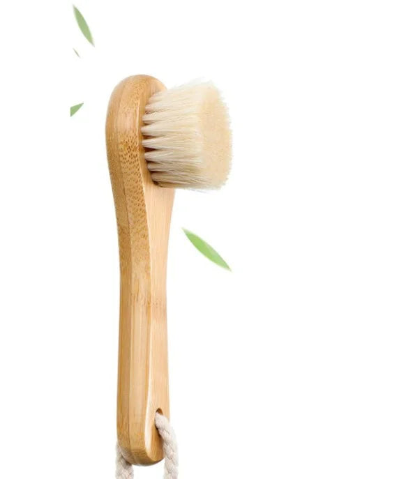 Natural Ultrasoft Goat  Bristle Bamboo Handle Washing Brush for Exfoliating Massaging Removing Blackhead.