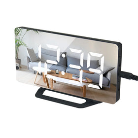 EMAF Home Decor Electronic Dual USB Charging Port Brightness Adjustable Digital LED Display Table Alarm Snooze Mirror Clock
