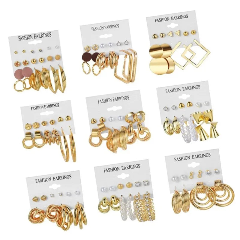 New Cross-Border Simple and Fashionable Pink Hoop Earrings Set Fresh and Sweet Lady Stud Ear Ornaments