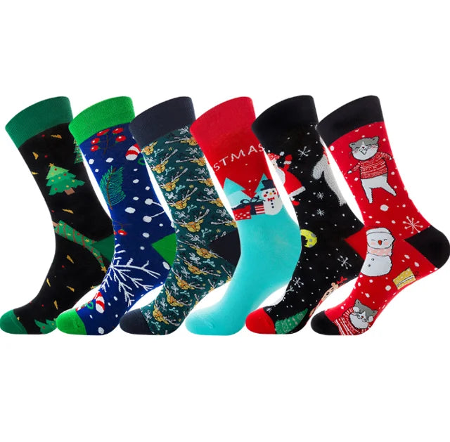 Fashion Cartoon Pattern Ins Street Style All Cotton Festival Men Women Christmas Socks