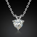 White Gold Plated 925 Sterling Silver Women Classic 1 Ct Heart Cut VVS Moissanite Diamond Solitaire Pendant Necklace
